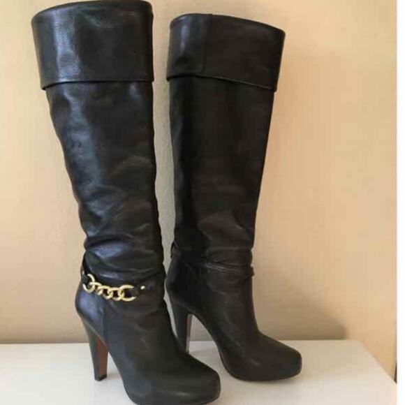 Coach Aida black leather Over the knee boots size 6 - Picture 1 of 6